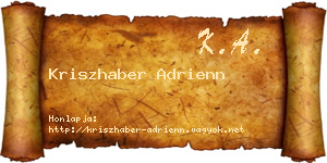 Kriszhaber Adrienn névjegykártya